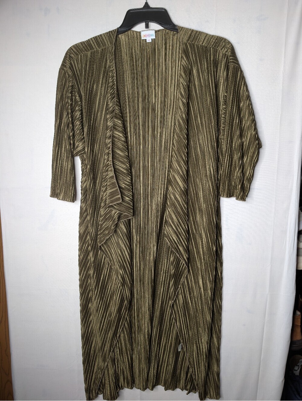 LuLaRoe Shirley coverup duster dark green pleated Sz M